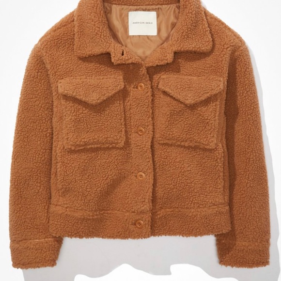 AE Cropped Sherpa Shacket NWOT - Picture 4 of 9